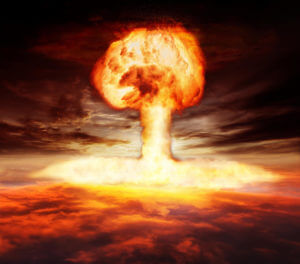 An image of a mushroom cloud from an atomic bomb explosion to illustrate the Nevada Test Site.